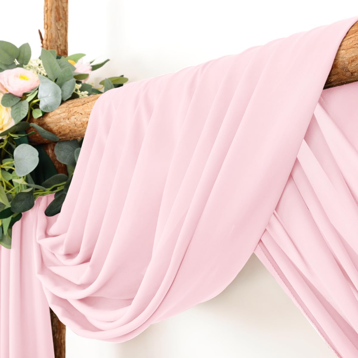 Wedding Arch Draping Fabric 2 Panels 30'' x 18FT Blushing Pink Sheer Chiffon Arch Drapery for Photo