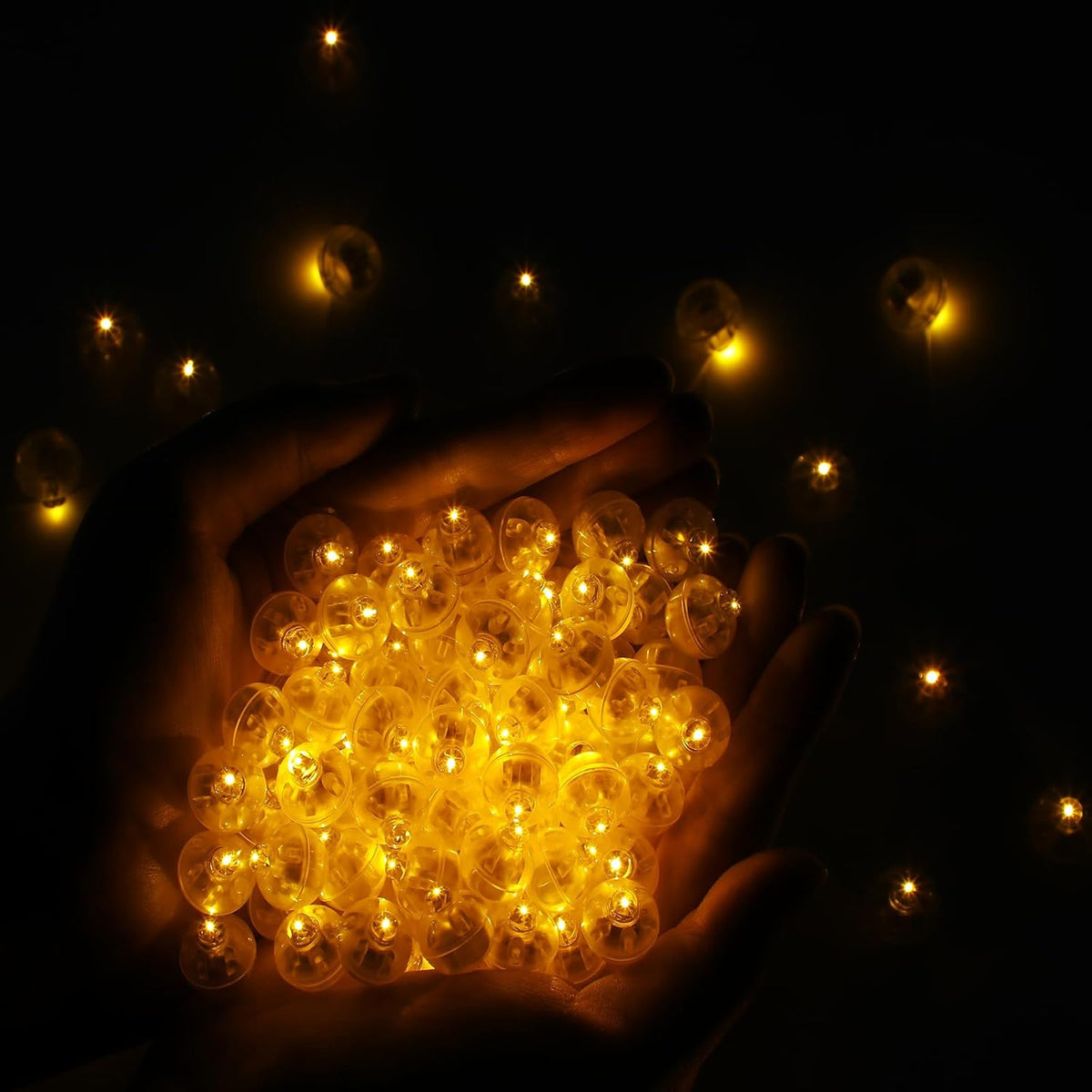 50pcs LED Orange Balloon Light Mini Tiny LED Light, Small Round Led Ball Lamp for Paper Lantern