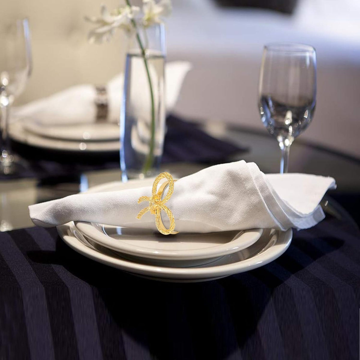 Pack of 50 Napkin Rings Alloy Hollow Out Flower Napkin Holder Dinning Table Napkin Ring for Dinner