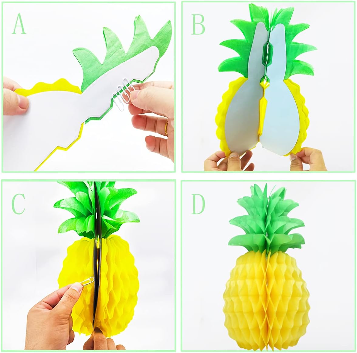 LYART 6 Pcs 14 Inch Pineapple Decorations for Tropical Flamingo Party Summer Hawaiian Luau Party