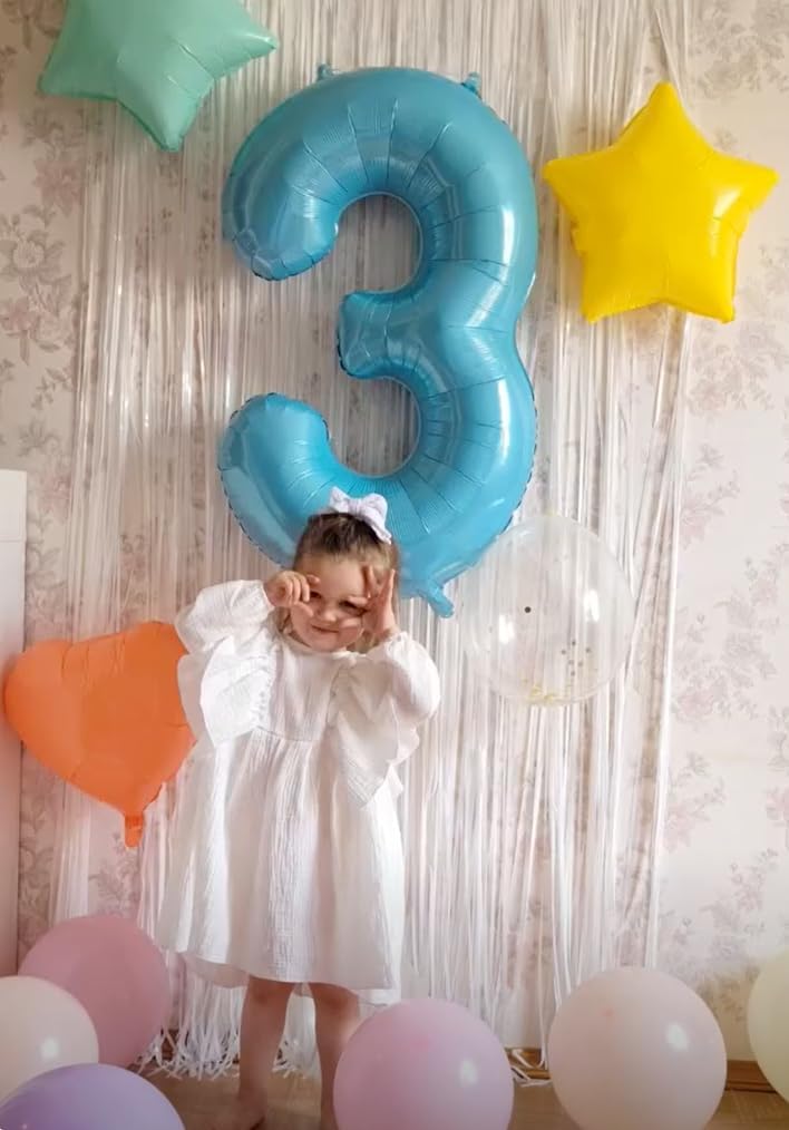 40 Inch Pearl Blue 3 Large Number Balloon, 3 13 23 30 33 36 38 Pearl Blue Birthday Party