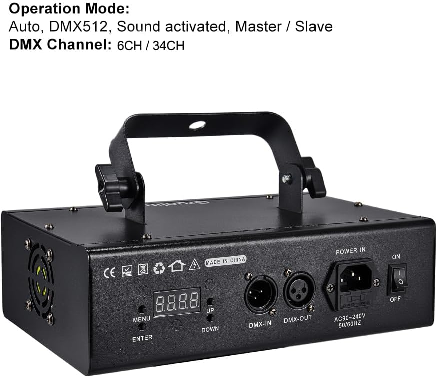 DJ Lights Party Lights, Gruolin RGB Full Color Laser Stage Light Music Sound Activated & DMX