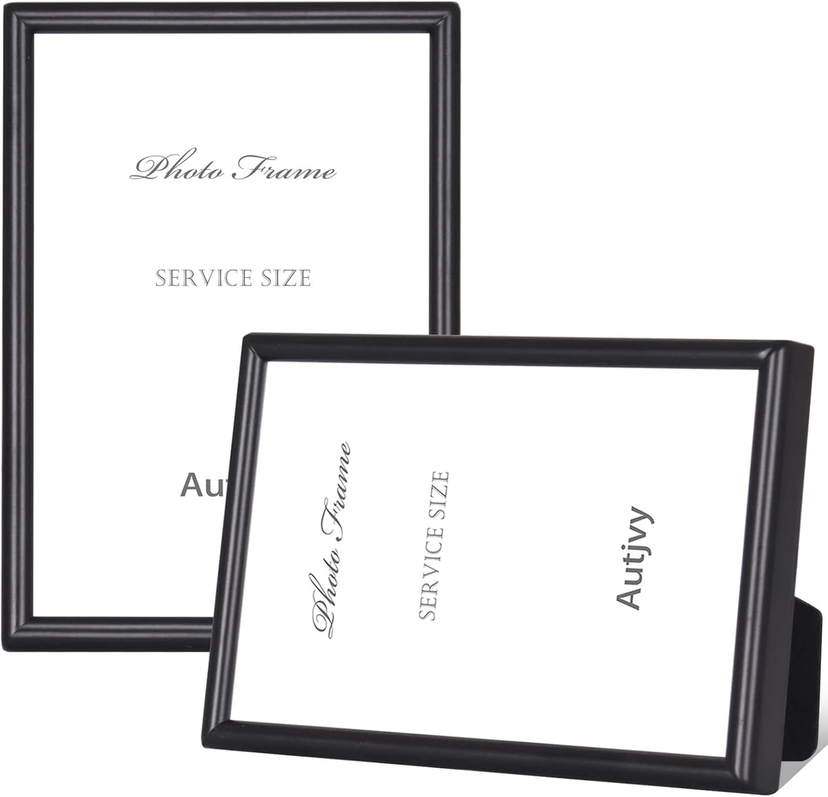 5x7 Picture Frame set of 2, Matte Black Modern Thin Aluminum Metal Photo Frames with HD Real Glass