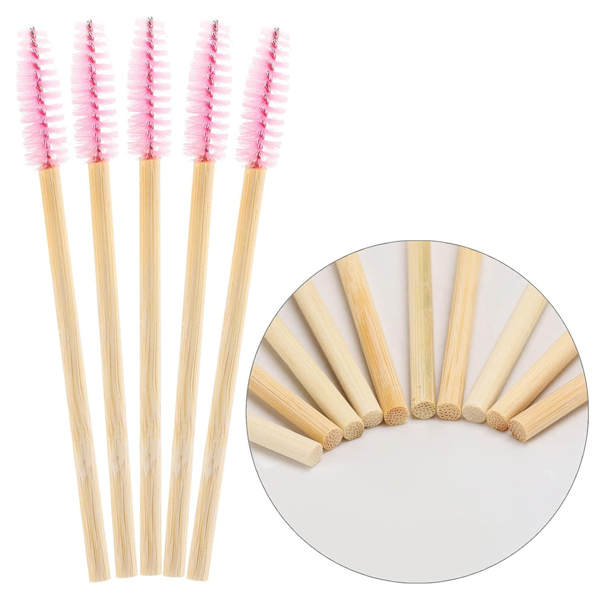 Tbestmax 150 Disposable Mascara Wands Eyelash Brush Spoolies for Eye Lash Extension Eyebrow Bamboo