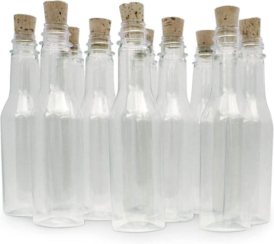 Plastic Bottles & Corks Set (20) - Clear PET Plastic Potion Bottles with Cork - Small Bottles with