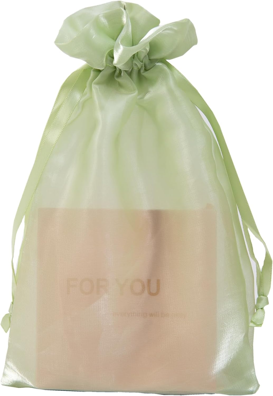 QIANF 20 Pcs Light Green Organza Bags 6X9 inch for Wedding Favors with Drawstring, Mesh Gift Bags