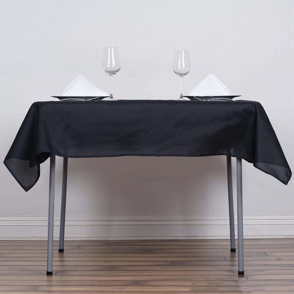 Efavormart 54x54 Black Wholesale Linens Seamless Polyester Square Linen Tablecloth for Wedding