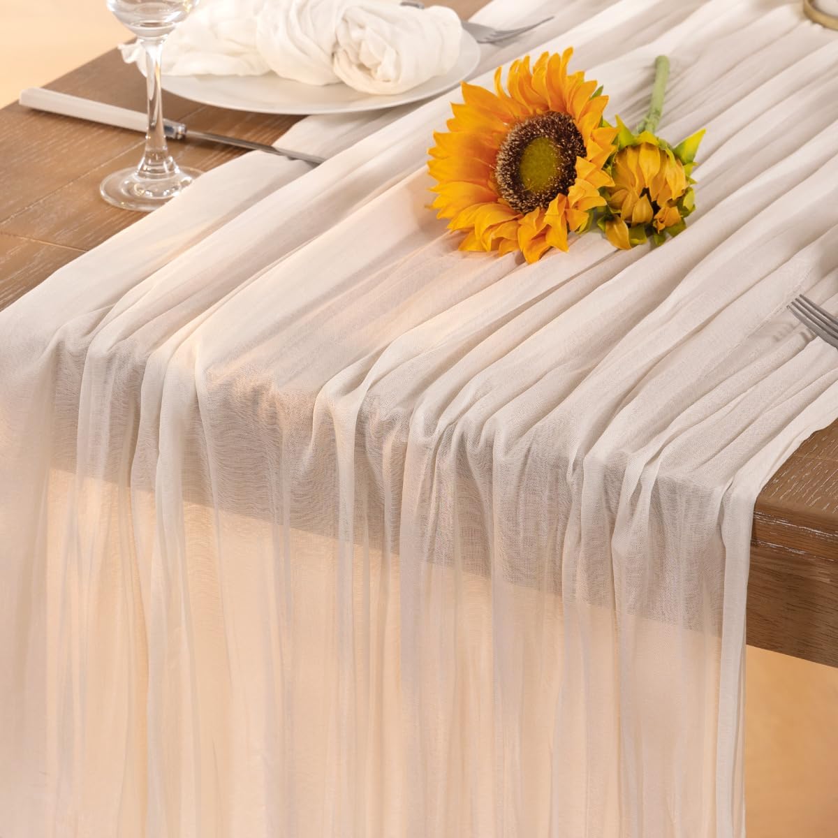 Ivory White Cheesecloth Table Runner Fall Table Runner Boho Gauze 120 Inches White Cheese Cloth