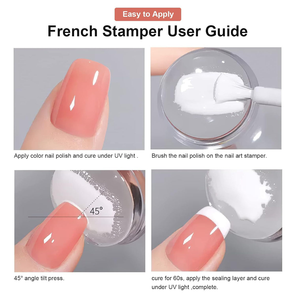 8PCS Nail Art Stamper Clear Silicone Nails Stamping Jelly with Scraper Transparent Visible Body DIY