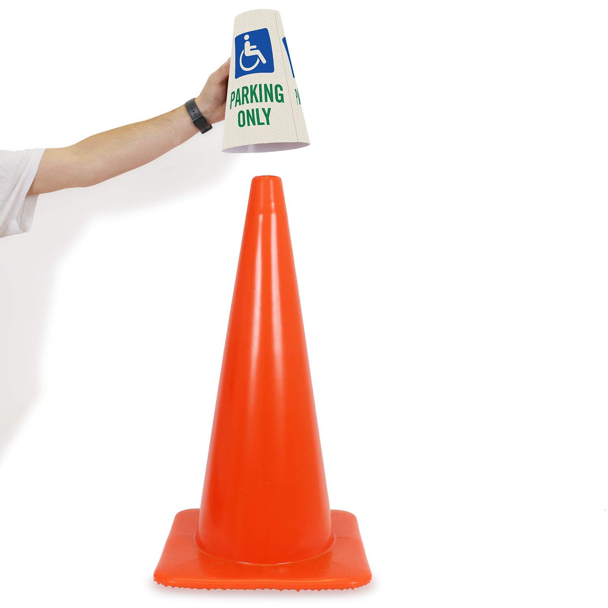 SmartSign 6-Pack "Handicapped Parking Only" Reflective Cone Message Sleeve Collar with Symbol
