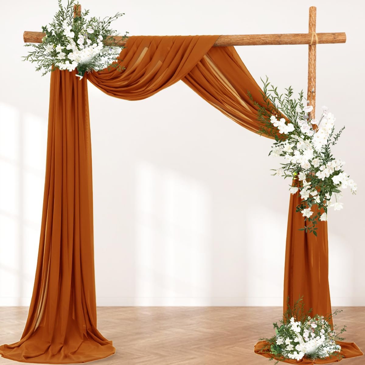 Wedding Arch Draping Fabric 1 Panel 30'' x 18FT Terracotta Sheer Chiffon Arch Drapery for Photo