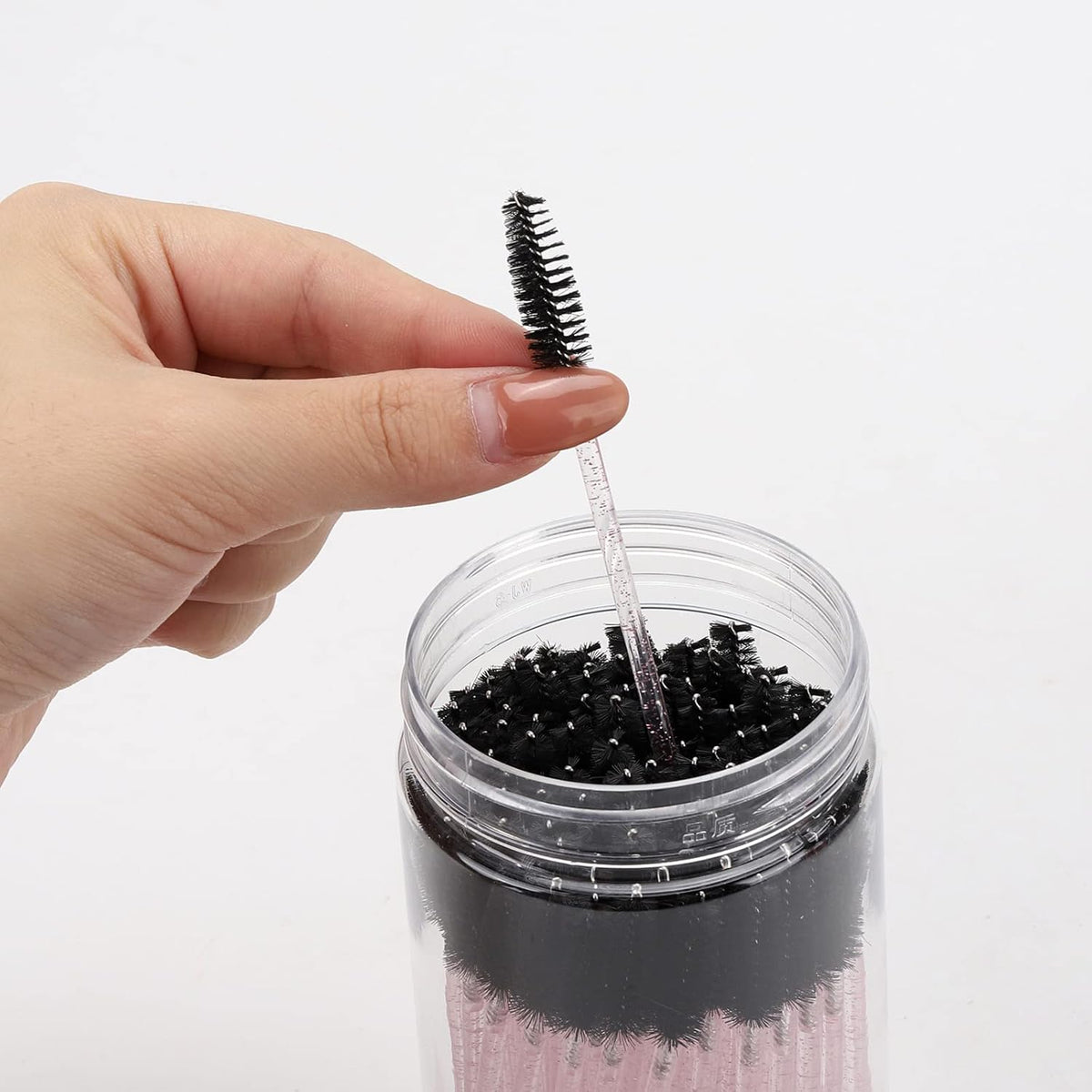 100 Pcs Disposable Mascara Wands, Crystal Eyebrow Spoolies Brush for Eyelash Extensions, Lash