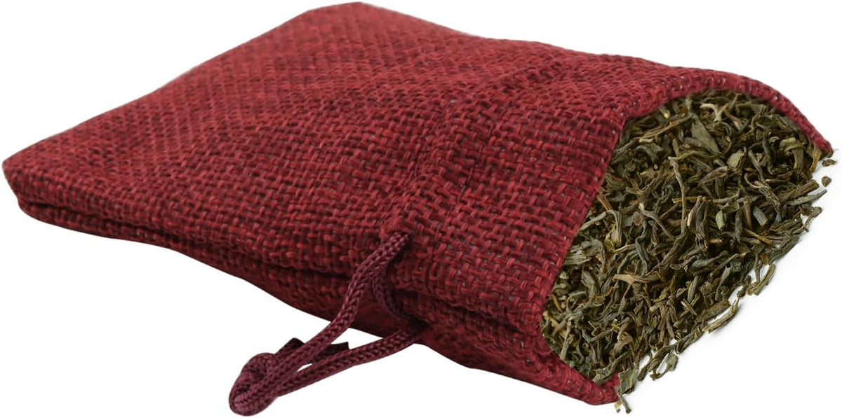 ZOENHOU 100 Packs 3 x 4 Inch Large Burlap Bags Bulk with Drawstring, Durable Wine Red Jute