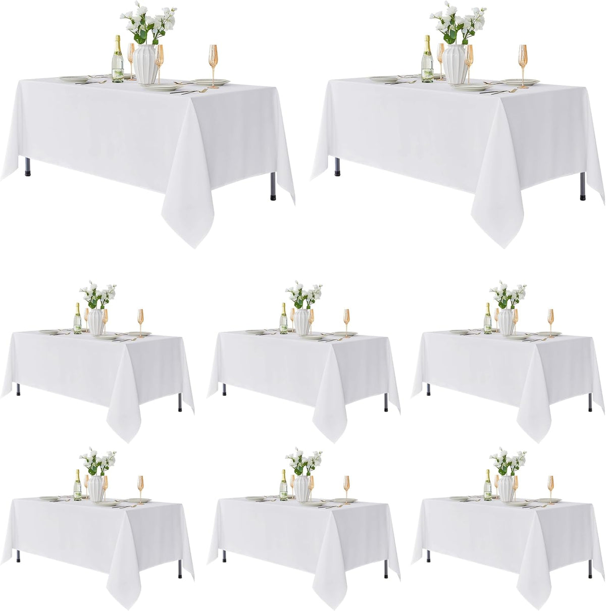 Fitable 8 Pack Rectangle Tablecloths: Stain Resistant Wrinkle Free Fabric Table Clothes, Washable