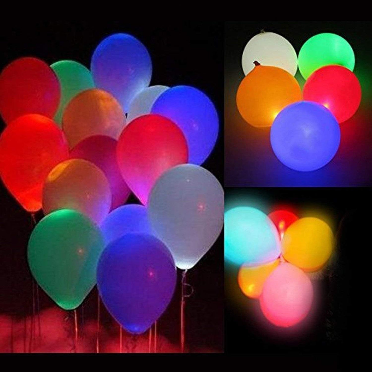 20 LED Light Up Balloons, 12 inch Neon Balloons Mixed Colors Flashing Lasts 24 Hours Glow in the