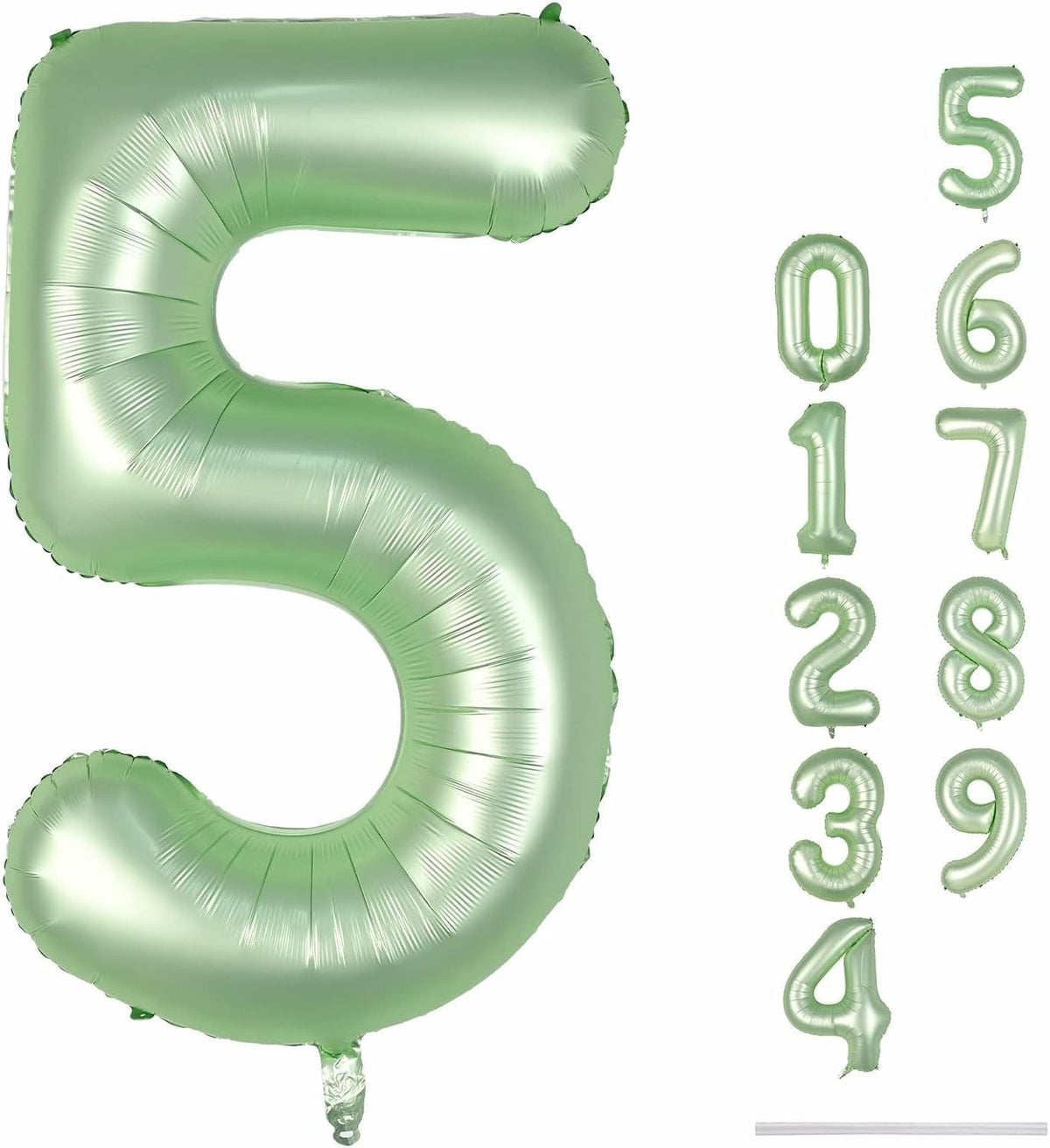 Sage Green 5 Balloons, 40" Giant Helium Foil Number 0-9 Olive Green Birthday Balloon for Boys
