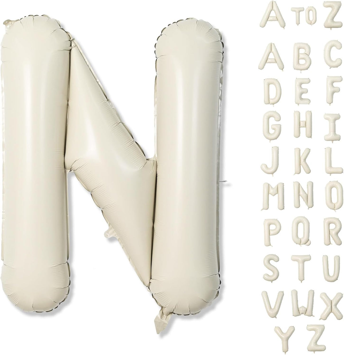 N Letter Balloons Cream, 40 Inch Alphabet Foil Word Balloon, Large Mylar Inflatable Beige Name