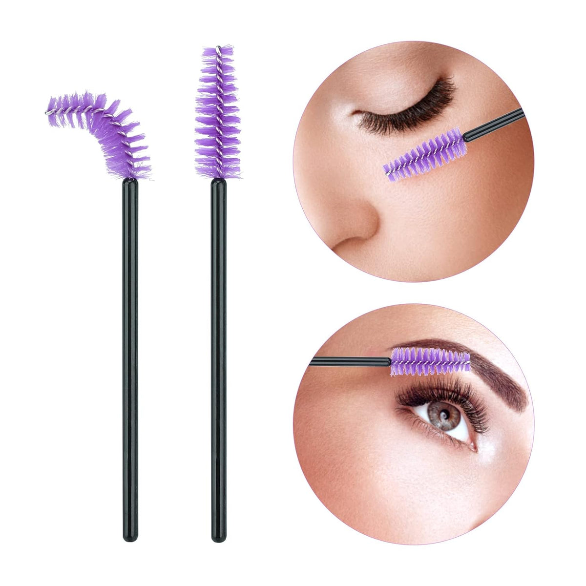 G2PLUS 100PCS Disposable Eyelash Brushes, Adjustable Mascara Wands Makeup Applicator, Lash Spoolies