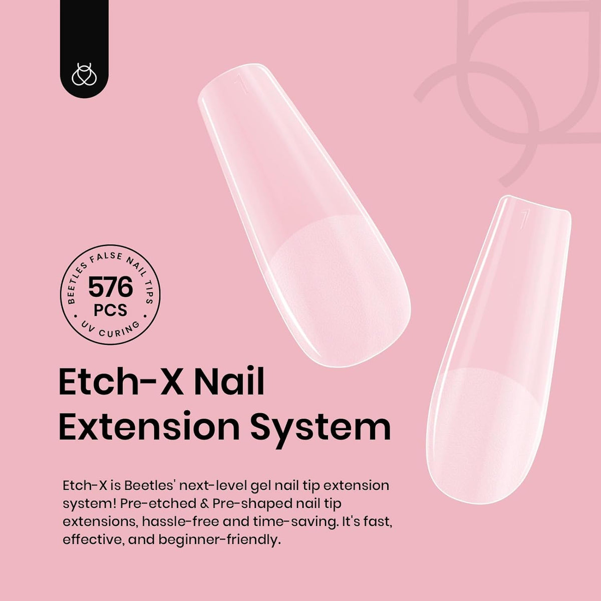 Beetles Short Coffin Nail Tips 576 PCS Half Matte Pre-shape Short Coffin Fake Nails 12 Sizes Full