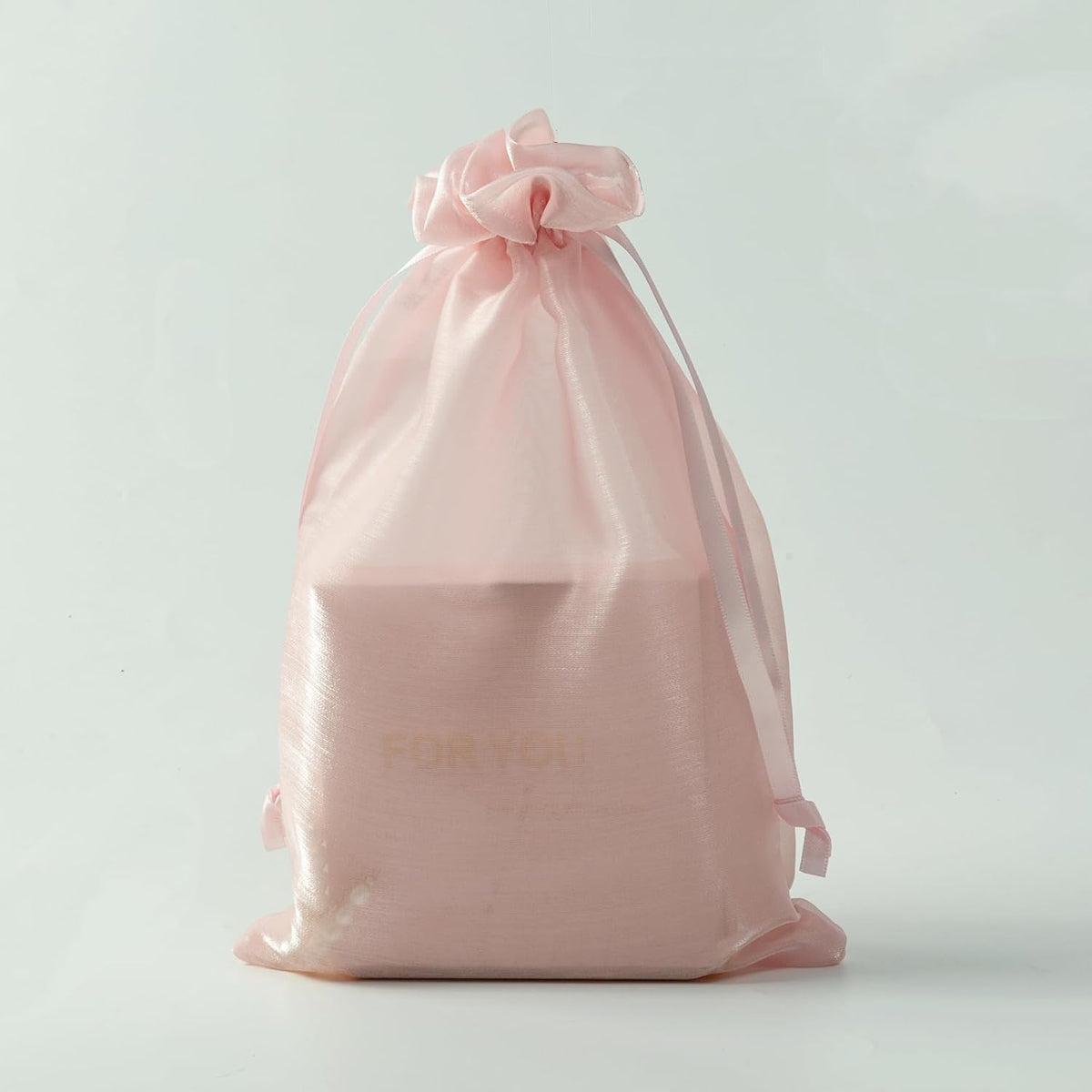 QIANF 20 Pcs Pink Small Organza Bags 6X9 inch for Wedding Favors with Drawstring, Mini Mesh Gift