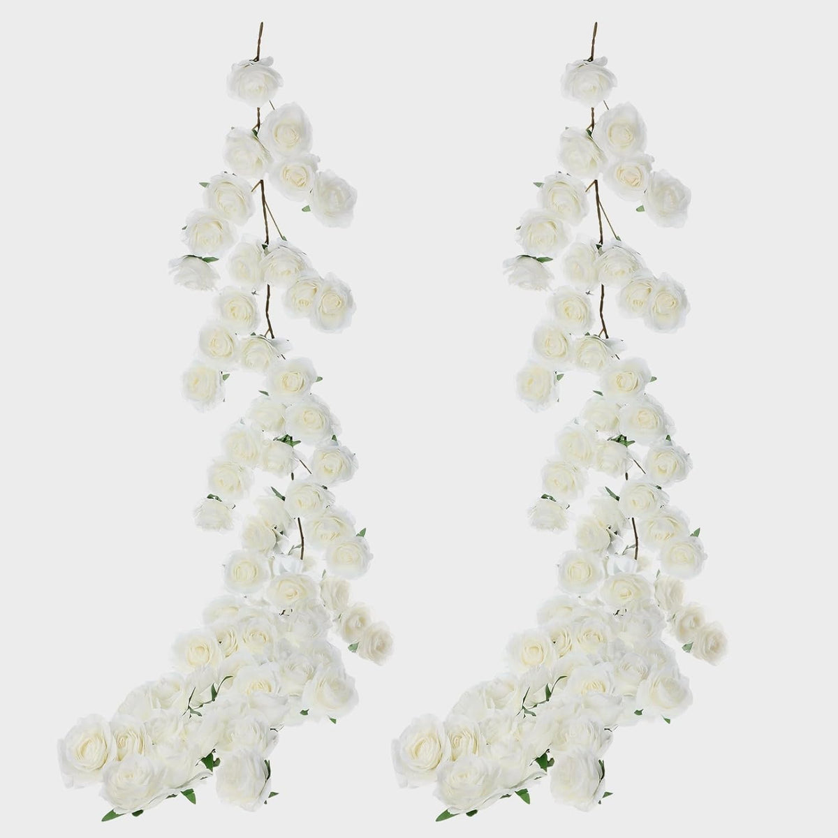 2 Pcs White Artificial Rose Vine Hanging Fake Flowers Garland for Wedding Anniversary Birthday