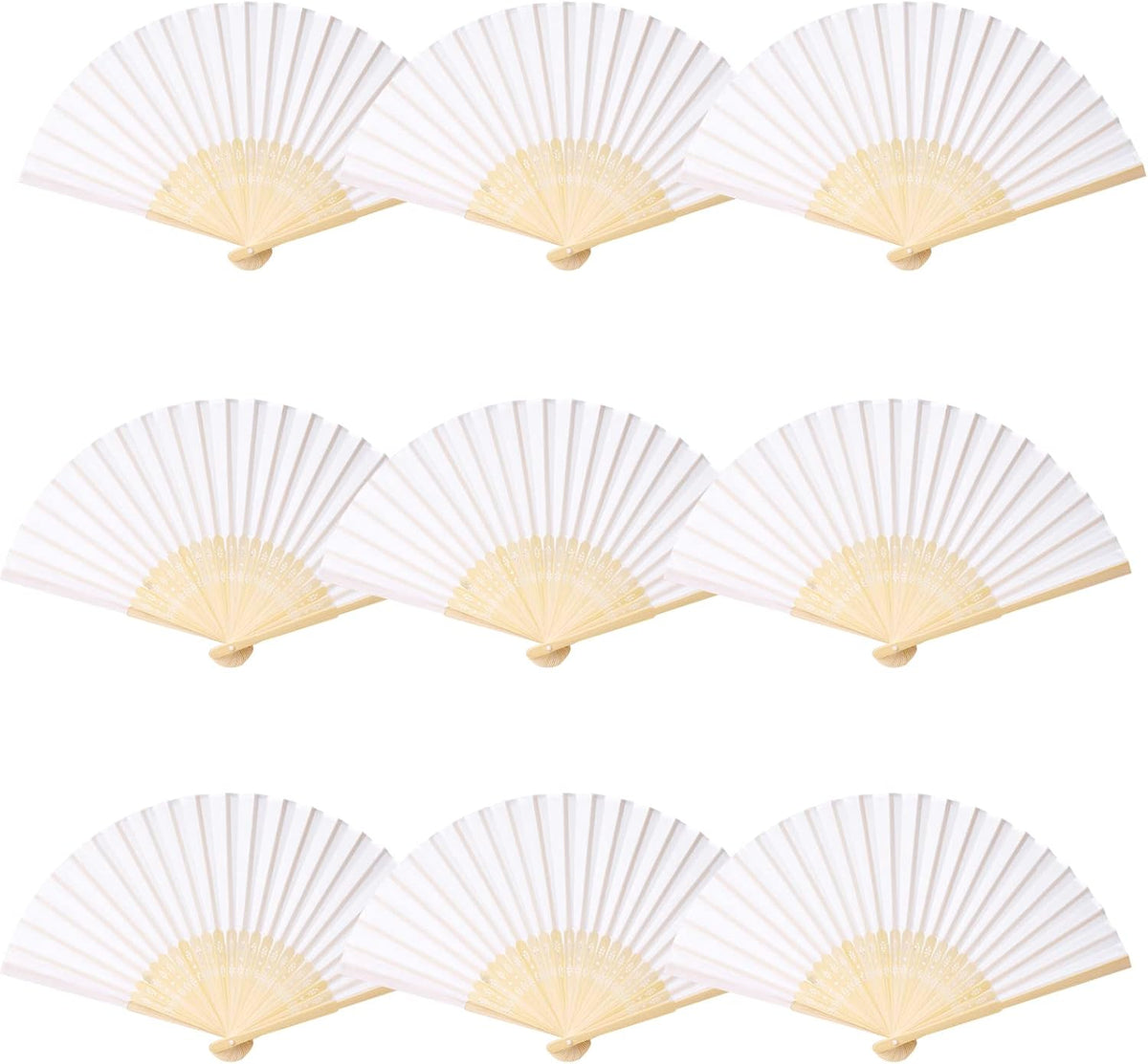 24pcs White Imitated Silk Hand Fan Imitated Silk Fabric Bamboo Handheld Folded Fan Bridal Dancing