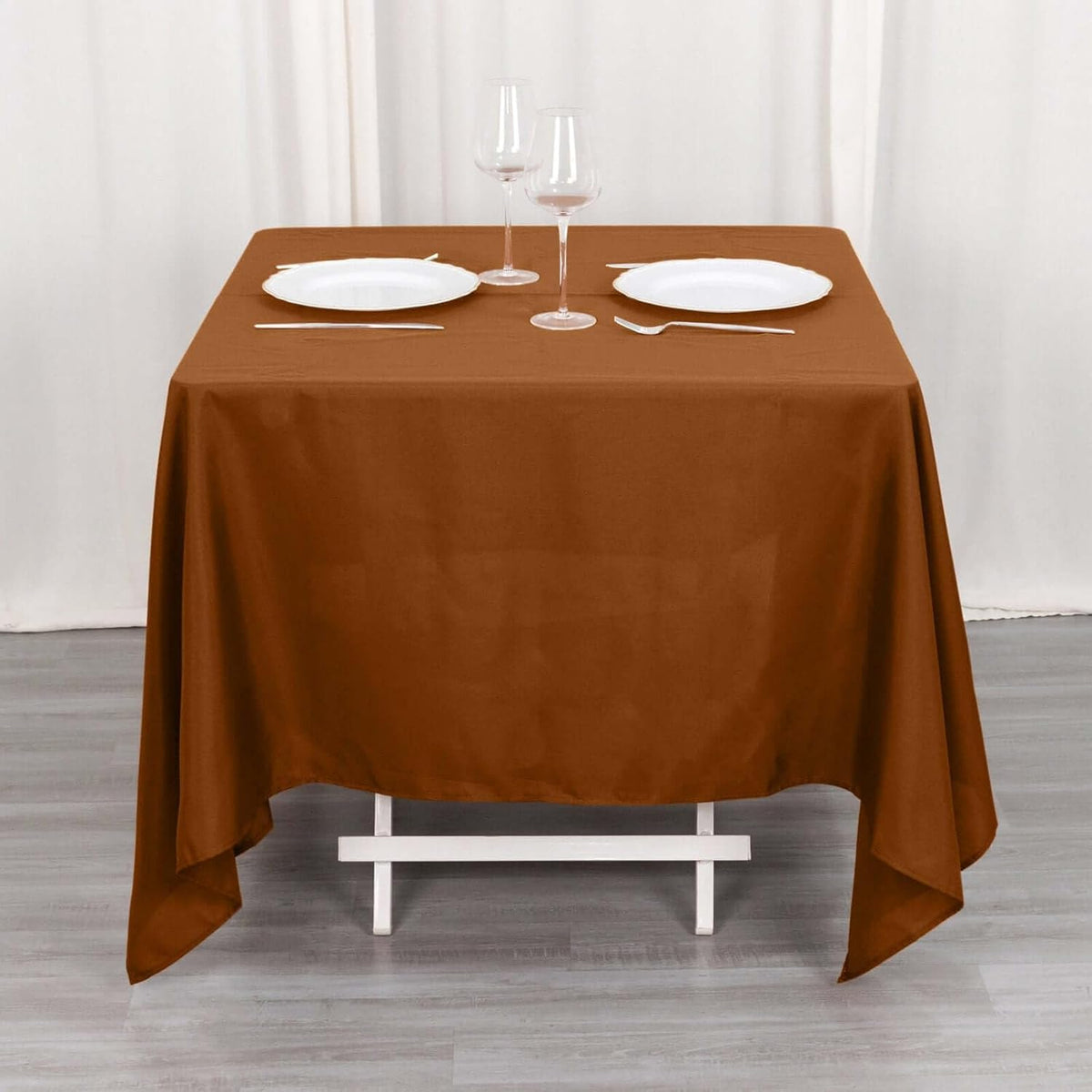 Efavormart 70" Square Linens Cinnamon Brown Wholesale Linens Polyester Square Linen Tablecloth for