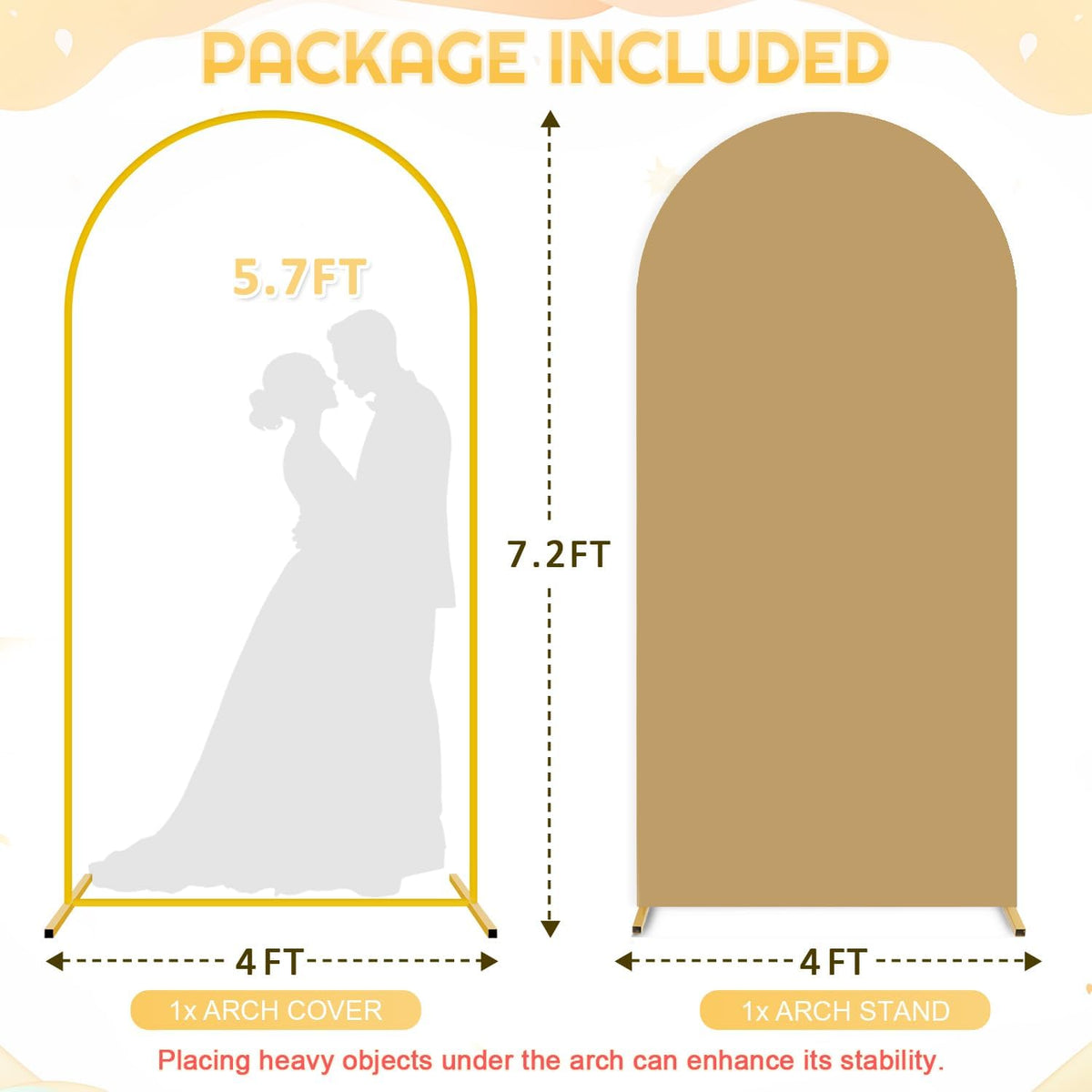 FUHSY Metal Arch Backdrop Stand and Cover Set Party Arch Stand 7.2FT Arches Backdrop Cover Wedding