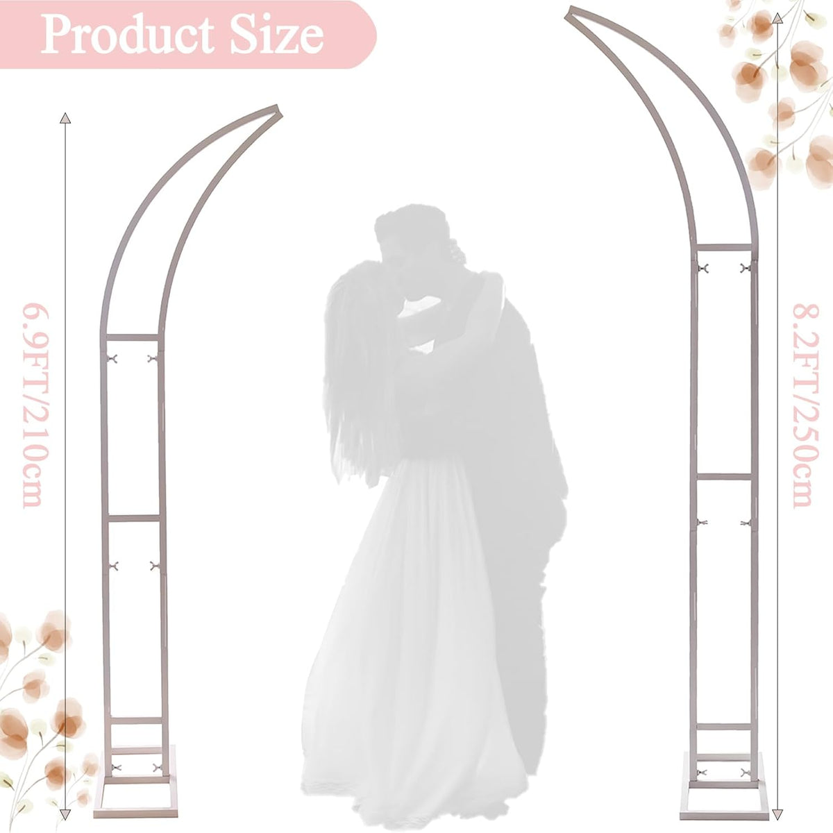 2pcs Large Wedding Arch with Base Flower Stand Arch Bracket Stand Backdrop Stand for Wedding Party
