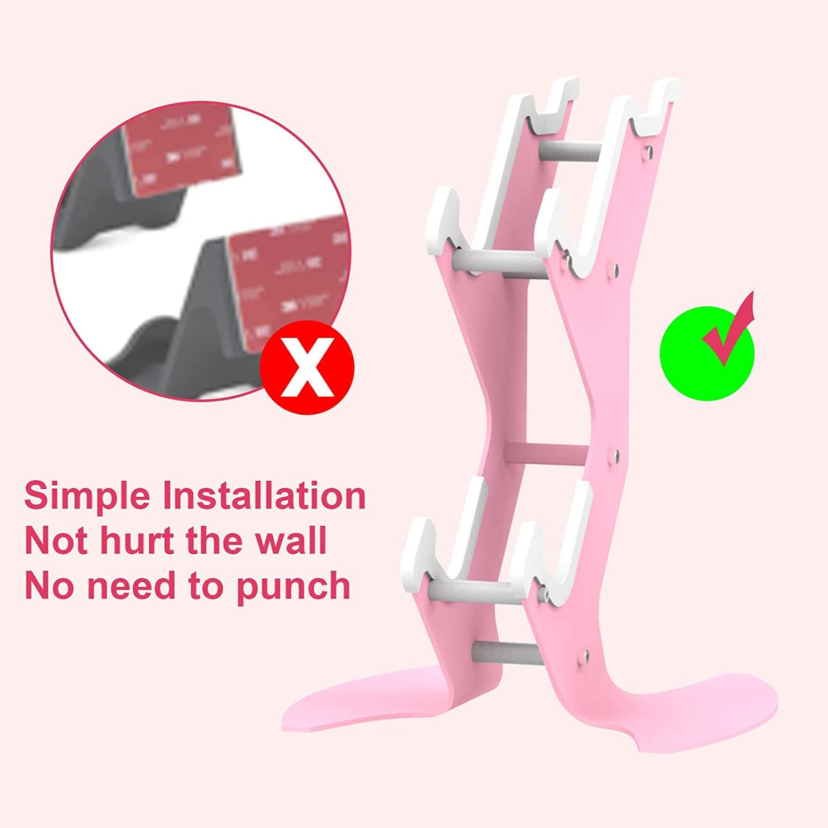 Controller Holder Pink, Game Controller Rack Headset Stand for Xbox Series X S/Xbox one / PS5 / PS4