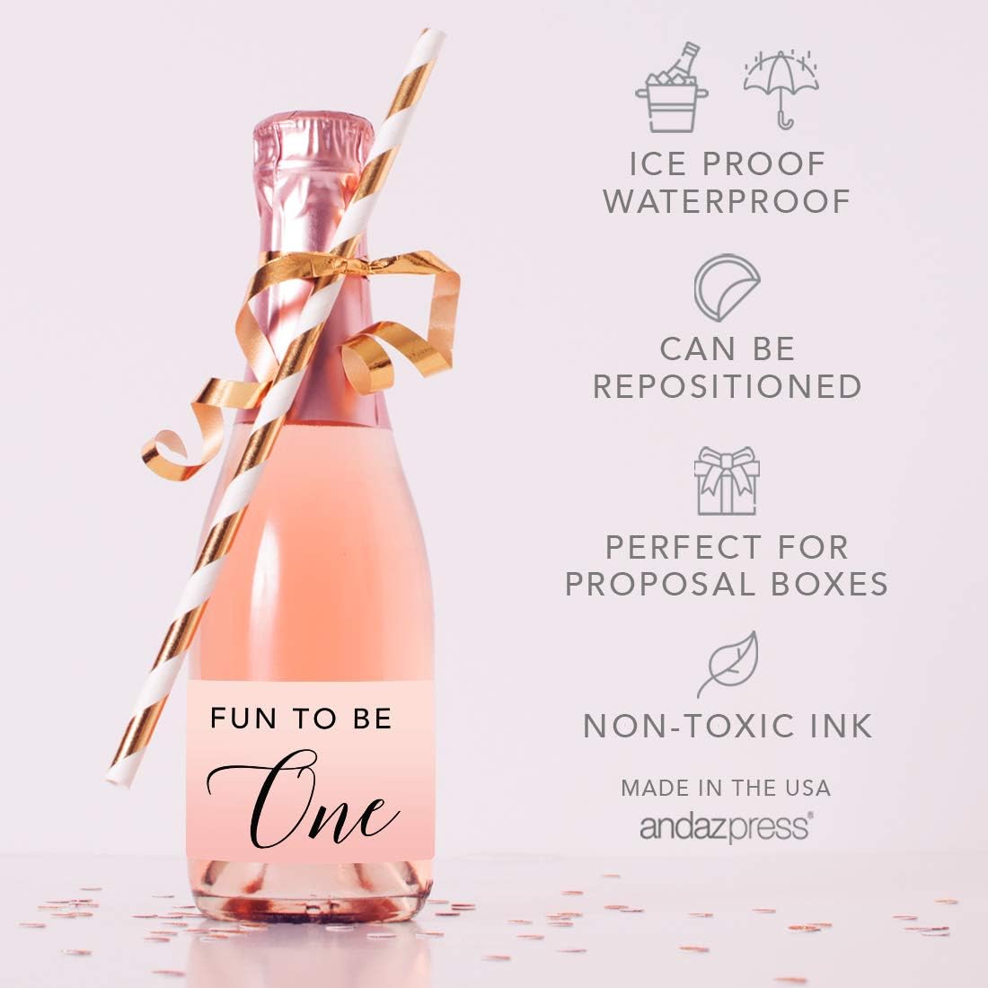 Andaz Press Blush Pink Rose Elegant Party Baby Girl's 1st Birthday Collection, Waterproof Mini