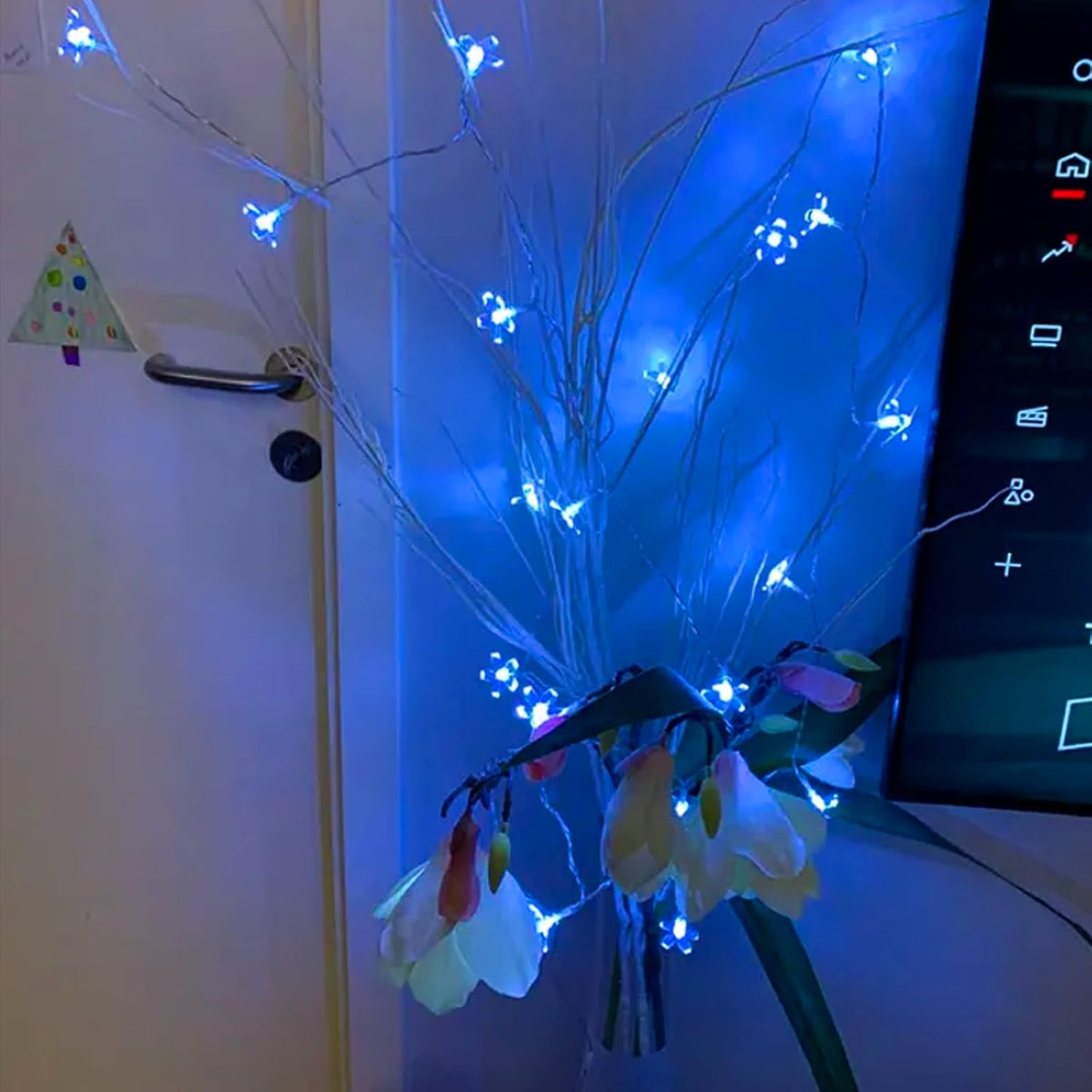 100 LED Light Up Flowers String Lights for Bedroom Romantic Decor, Plug in Fairy Cherry Blossom