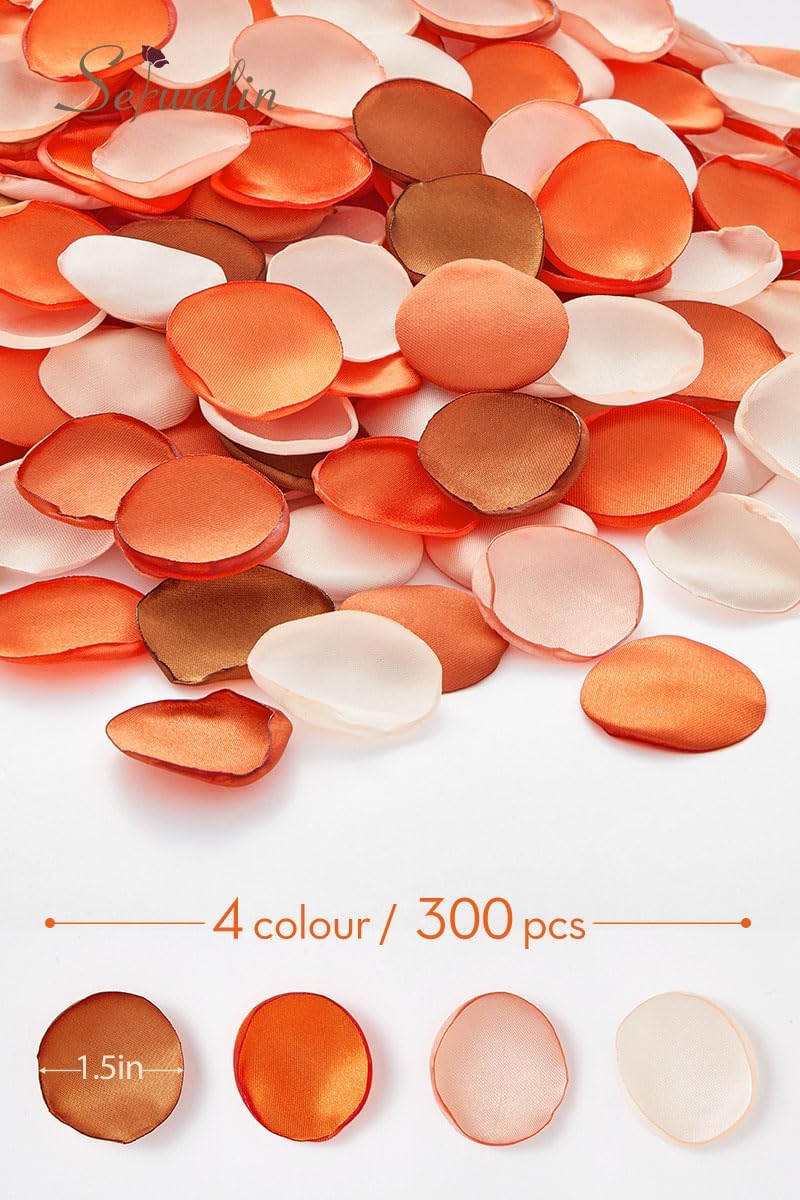 Serwalin 300Pcs Silk Rose Petals Artificial Flower Petals for Weddings Fake Rose Orange Petals