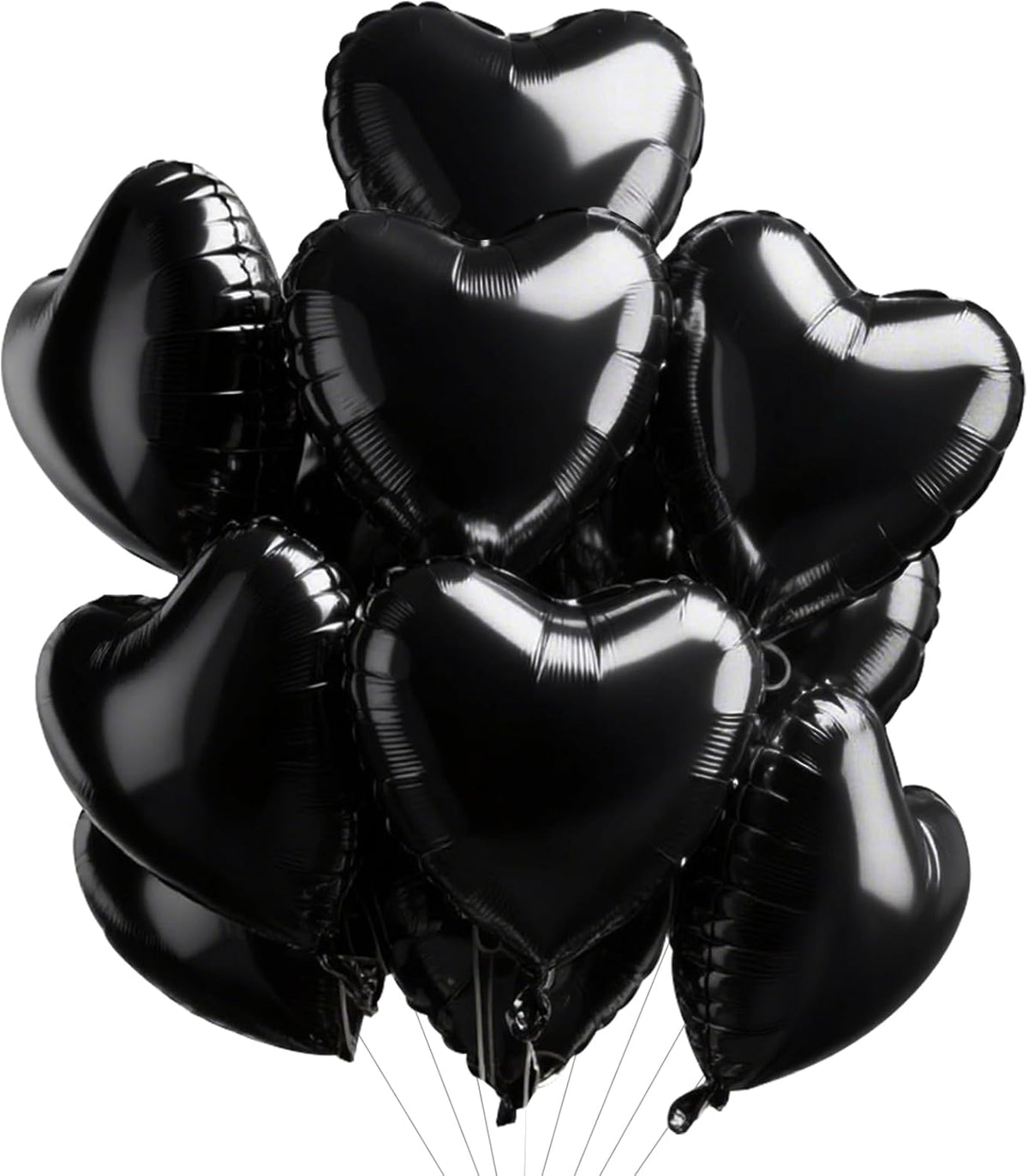 TONIFUL 15Pcs 18 Inch Black Heart Balloons Black Heart Shape Foil Mylar Balloons Decoration for