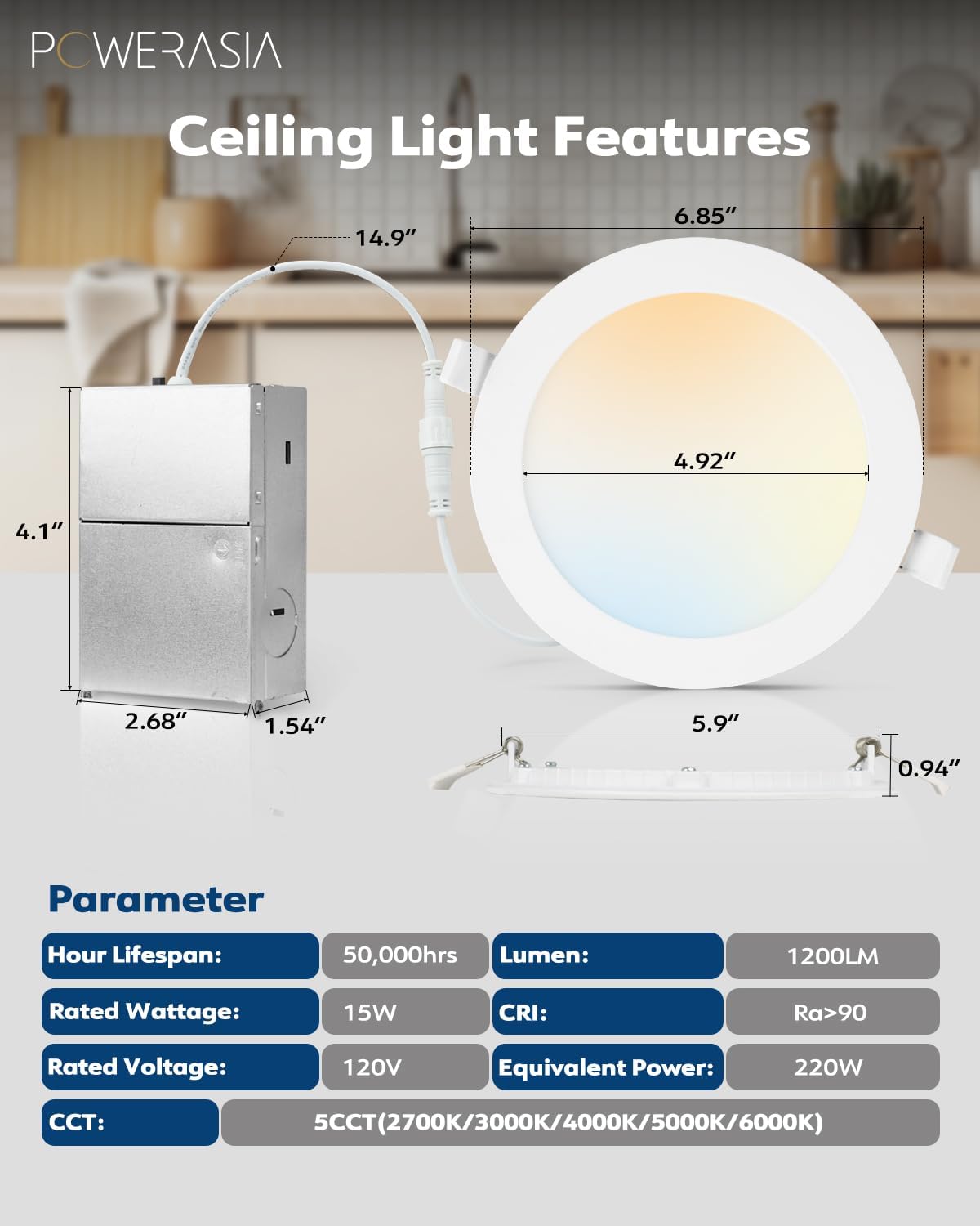 24 Pack Recessed Lighting 6 Inch with Junction Box, 5CCT 6 Inch LED Recessed Lights Dimmable