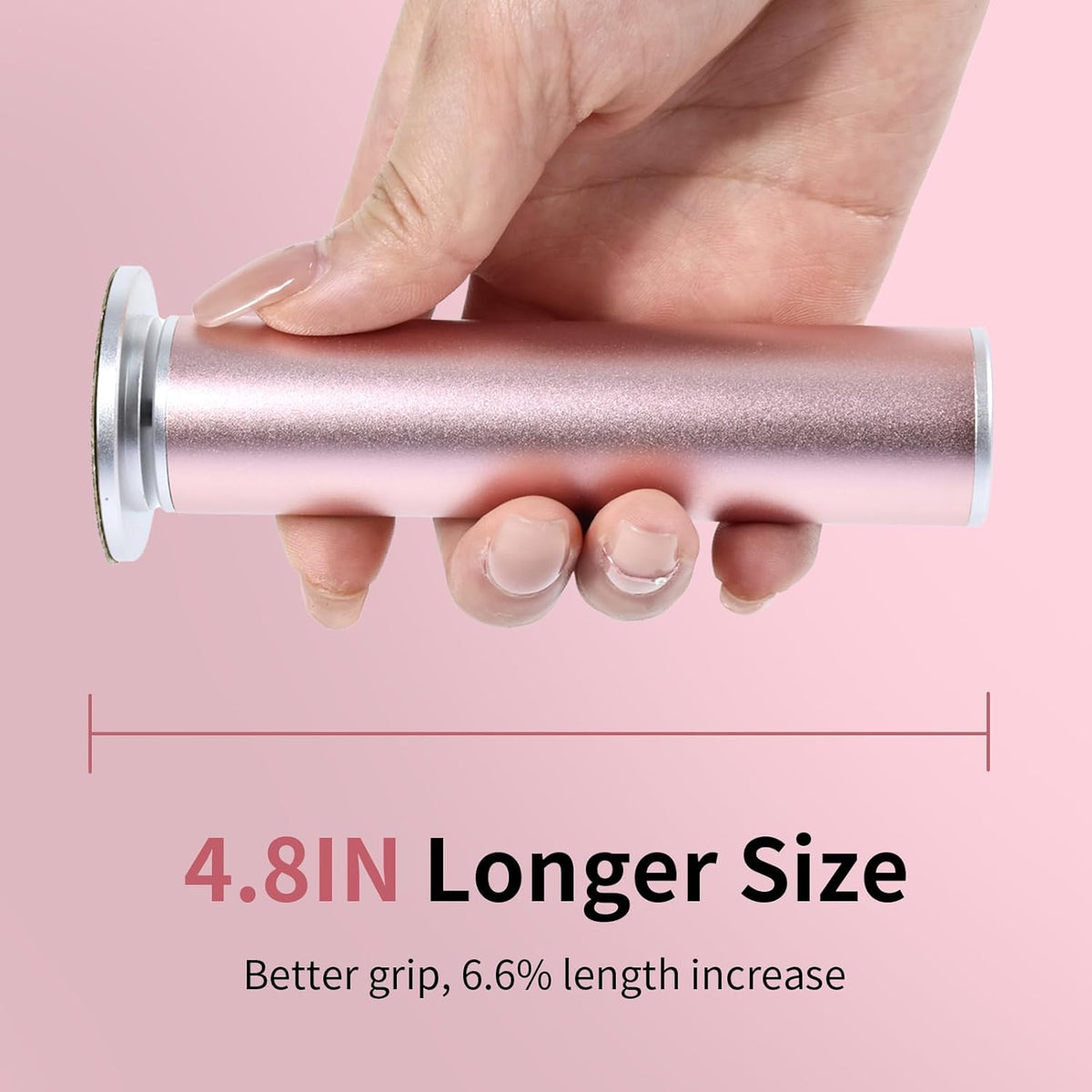 4.8IN Longer Electric Foot Callus Remover with 80pcs Sandpaper Discs, Professional Aluminum Callus