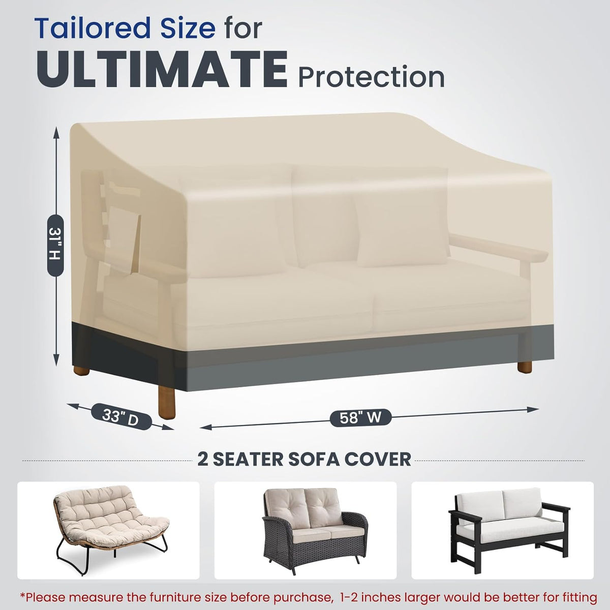 Extra Heavy Duty 2 Seater Outdoor Sofa Cover Waterproof - Patio Furniture Loveseat Covers with Air