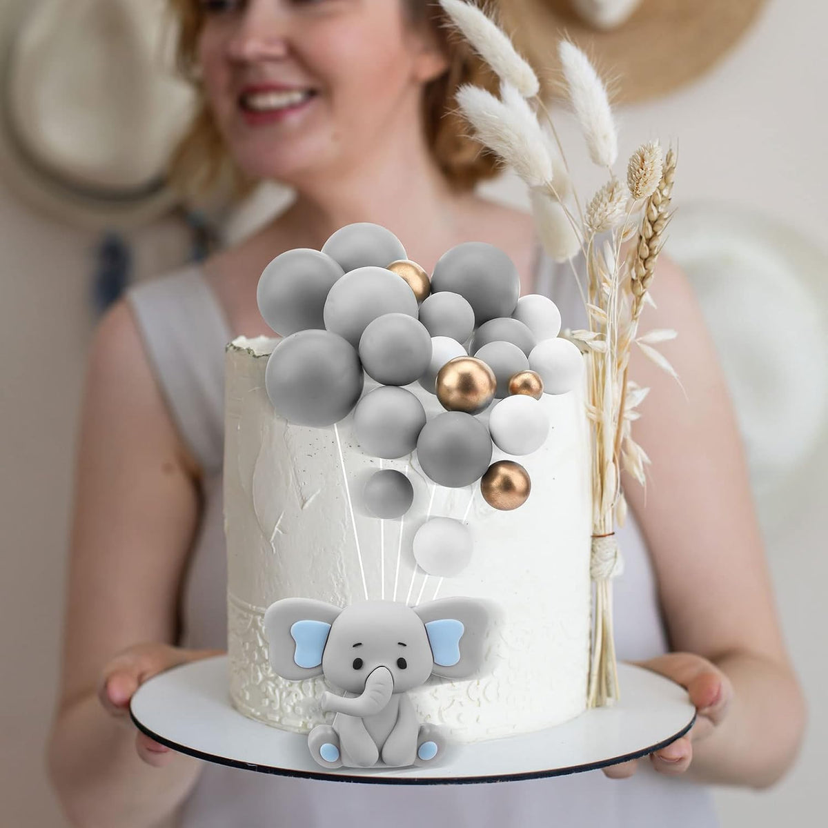 108 Pcs Balls Cake Topper DIY Cupcake Insert Foam Balloons for Cake Baking Wedding Anniversary