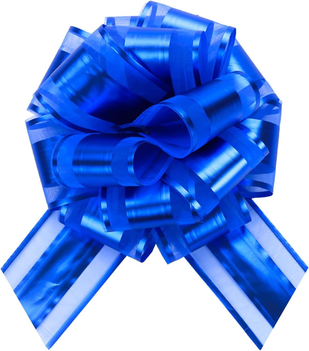 6 PCS 6 Inch Organza Blue Pull Bows - Perfect for Gift Wrapping, Wedding Decor, Car Bows, Birthday