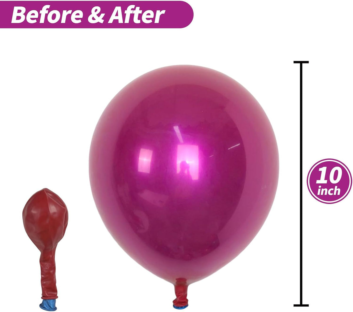 Chrome Fuchsia Balloons, 50 PCS 10 Inch Double-Layered Metallic Fuchsia Pink Balloons, Shiny Thick