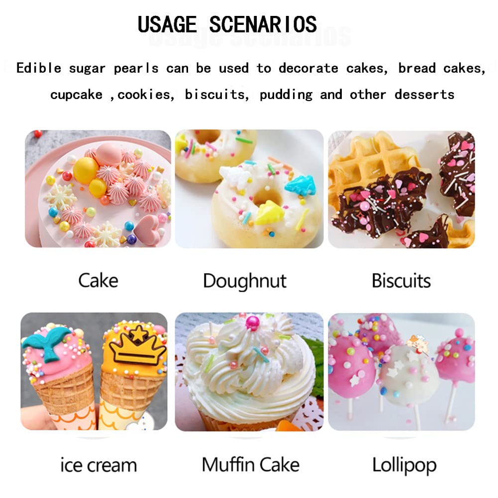 Edible Silver Sugar Pearls Candy Sprinkles 120G/ 4.23Ounce Baking Cake Sprinkles Cupcake and Cake