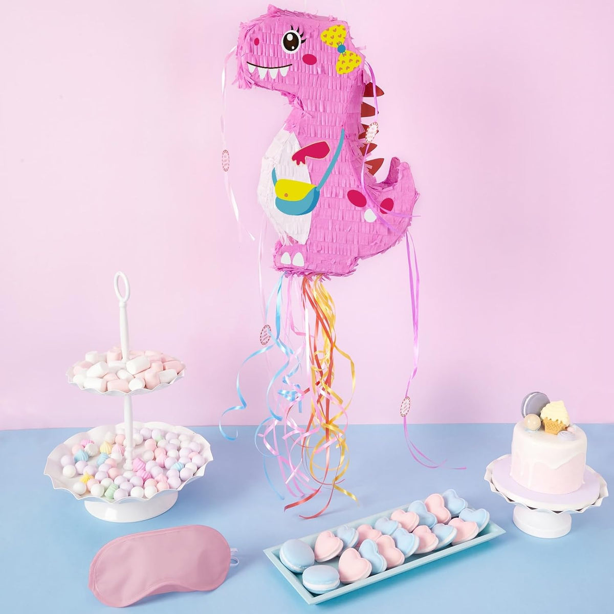 WERNNSAI Foldable Dinosaur Piñata - Pull String Dinosaur Birthday Party Supplies Extendable Piñata