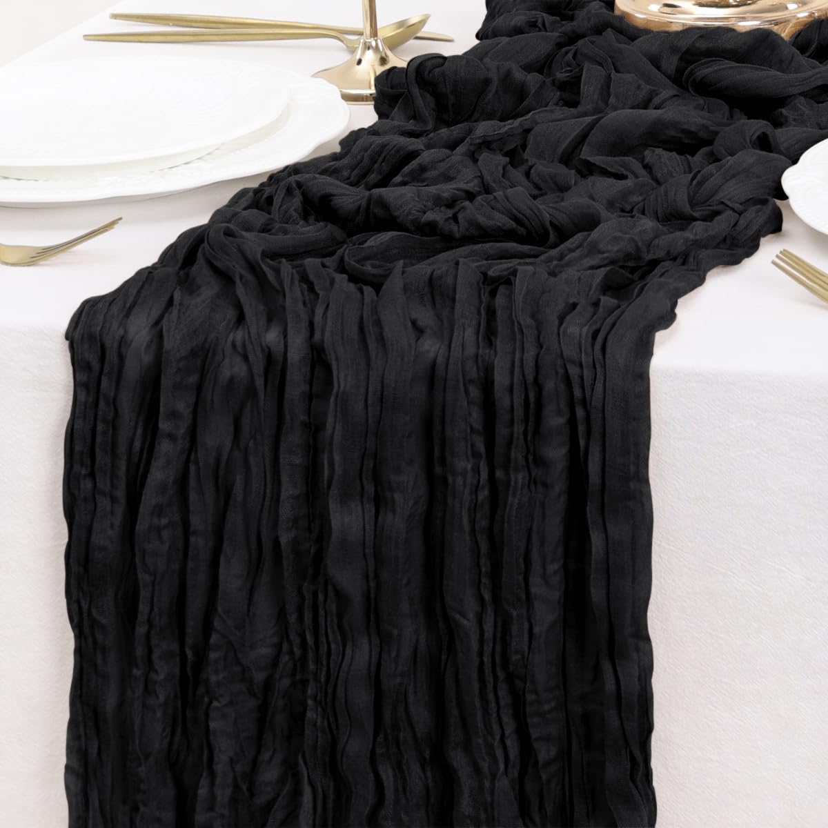 Black Table Runner Cheesecloth Table Runner 10FT Farmhouse Table Runners 120 Inches Fall Table