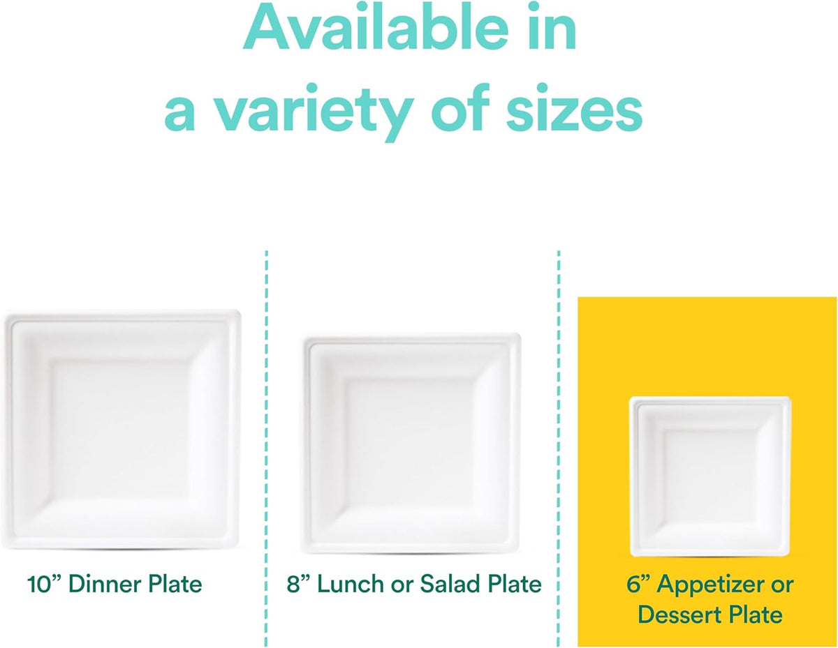 ECO SOUL Compostable Paper Plates 6 Inch (100 Count) Heavy Duty Disposable Dessert Plates