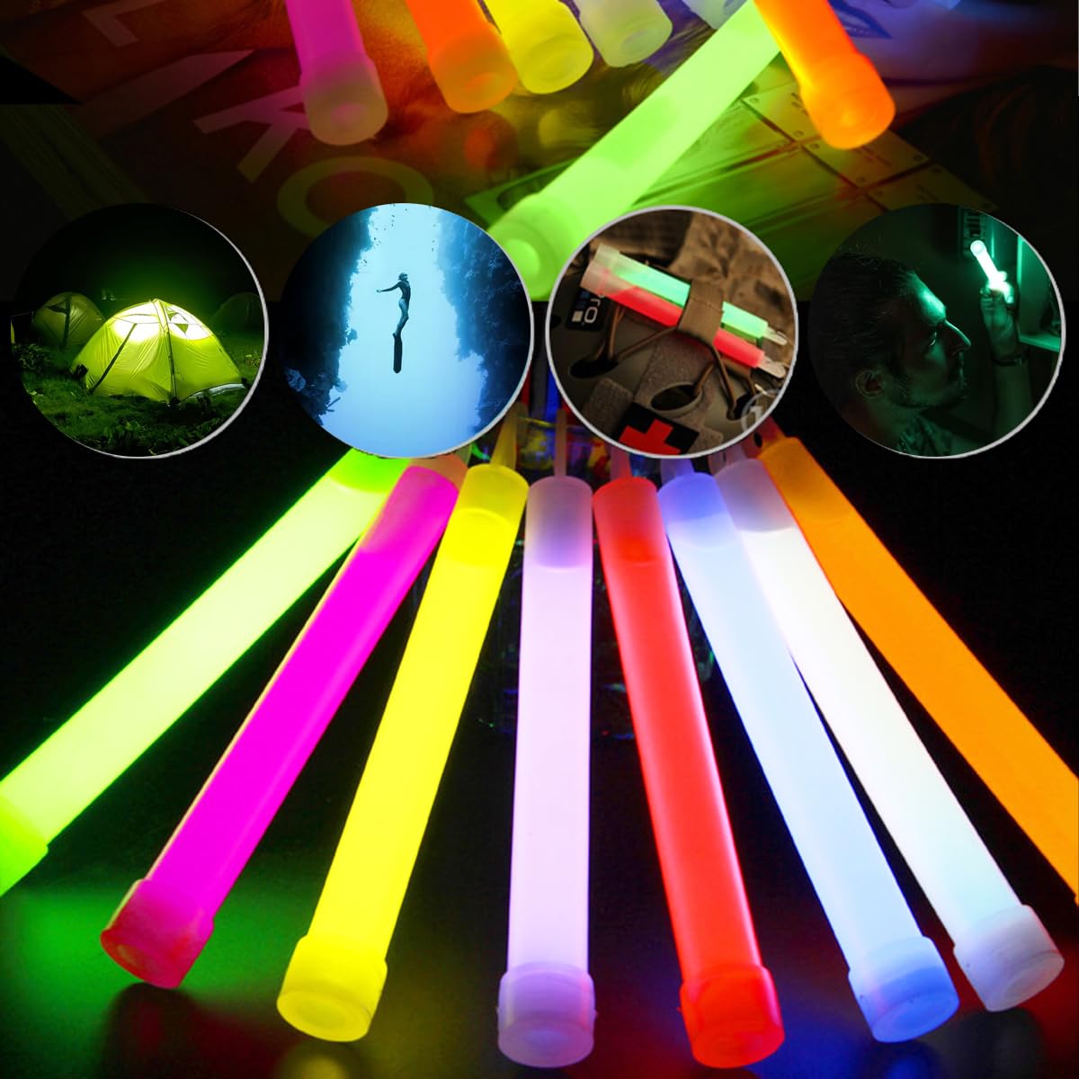 Glow Sticks in The Dark Party Supplies, 12 Hours Duration Emergency Glow Sticks Bulk Party Pack
