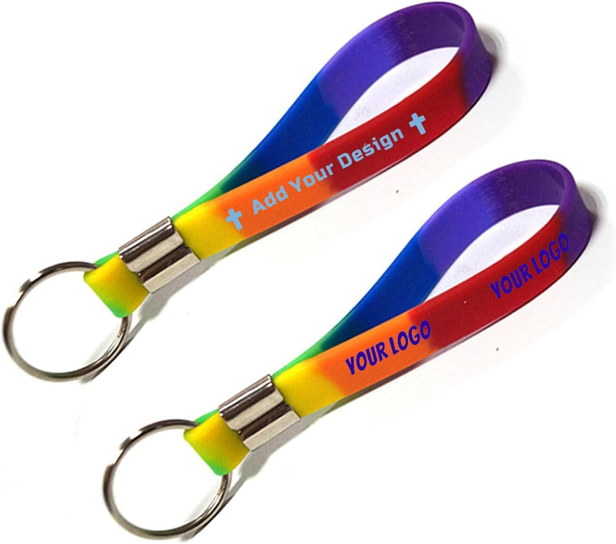 50 Personalized Silicone Keychains for Backpack Key Cellphone, Custom Silicone Keyrings