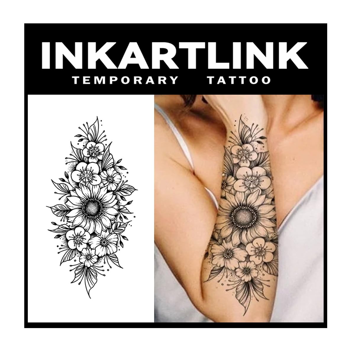 INKARTLINK Tattoo Tech, 2 Sheets Extra-Large Semi Permanent Tattoo, Adult Art Design Temporary