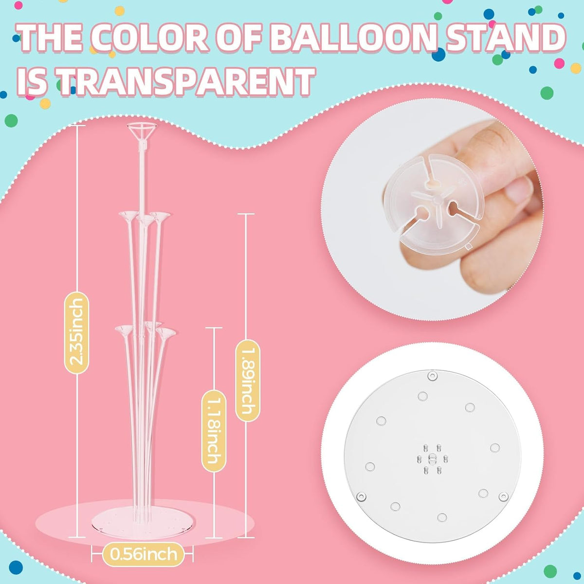 10 Set Balloon Stand Kit - Table Balloon Stands with Base, Easy Assembly Balloon Sticks, Reusable