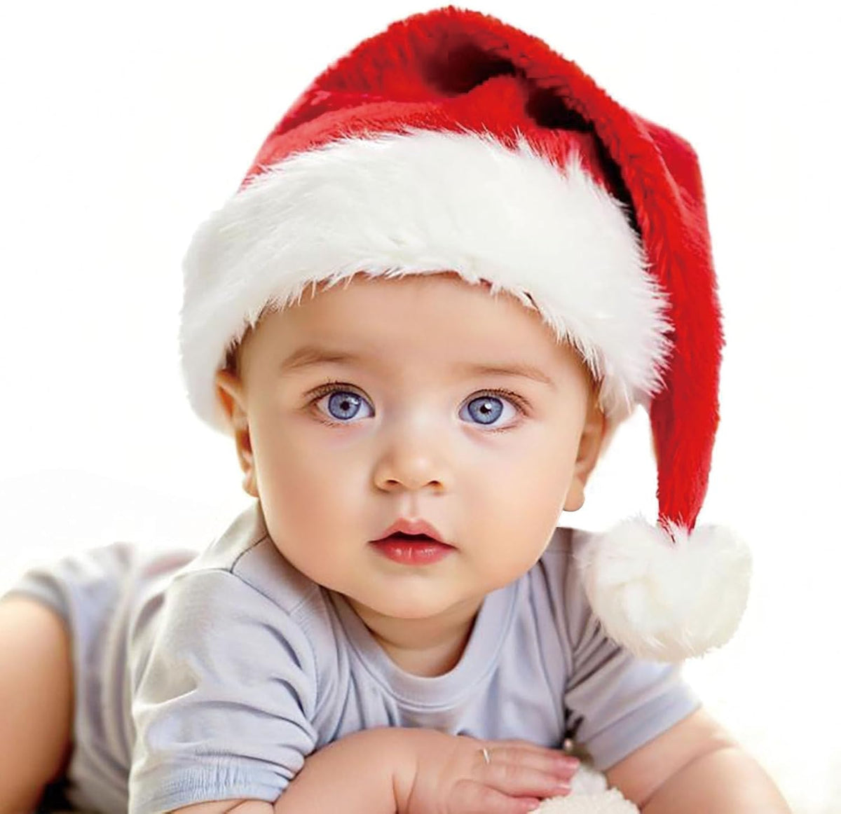 Christmas Hats, Santa Hat for Kids/Baby Unisex Warm Comfort Red Velvet Holiday Xmas Hat for New