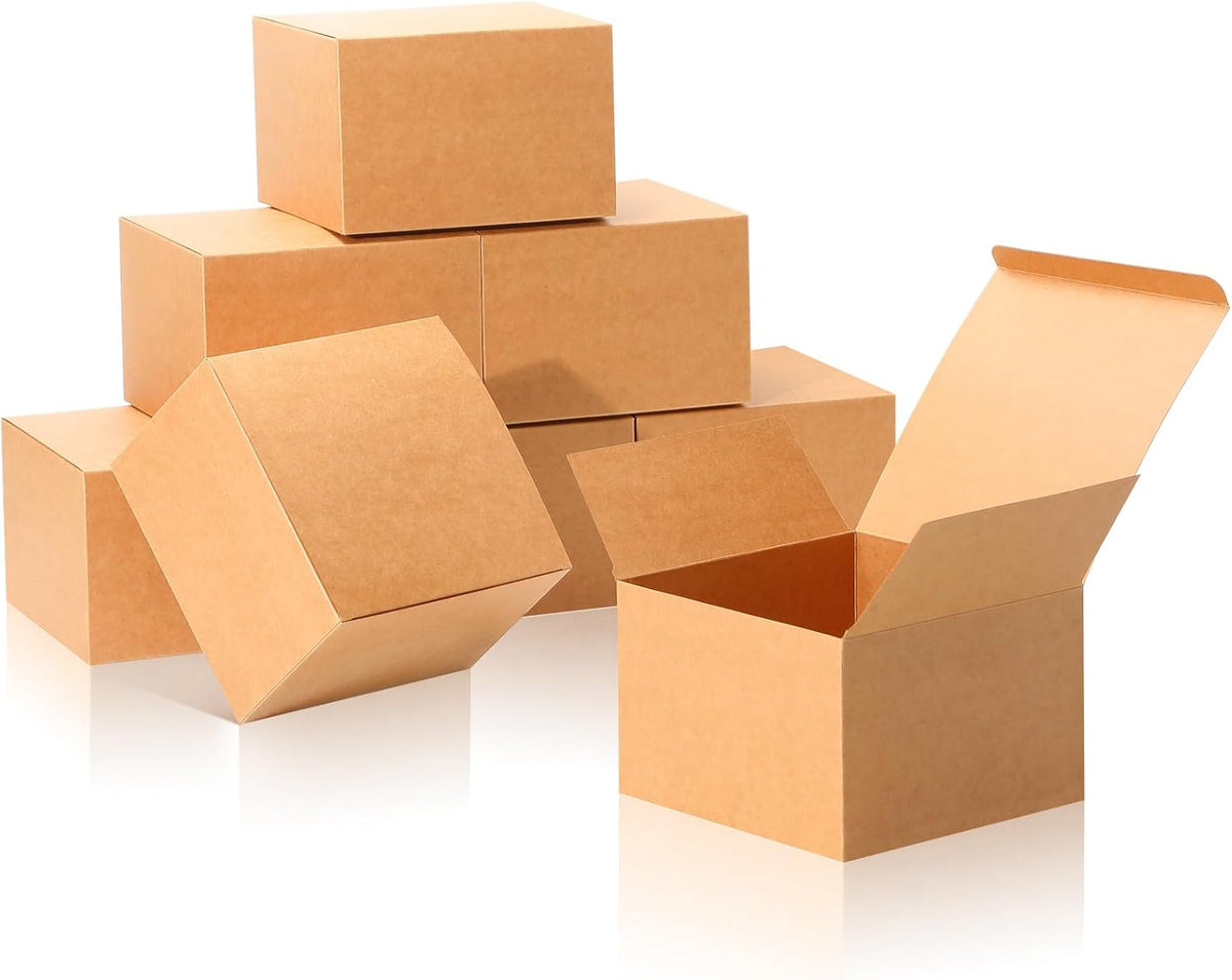 COTOPHER Small Gift Boxes 10 Pack 6x6x4 inches Brown Gift Boxes with Lids for Gifts, Crafting